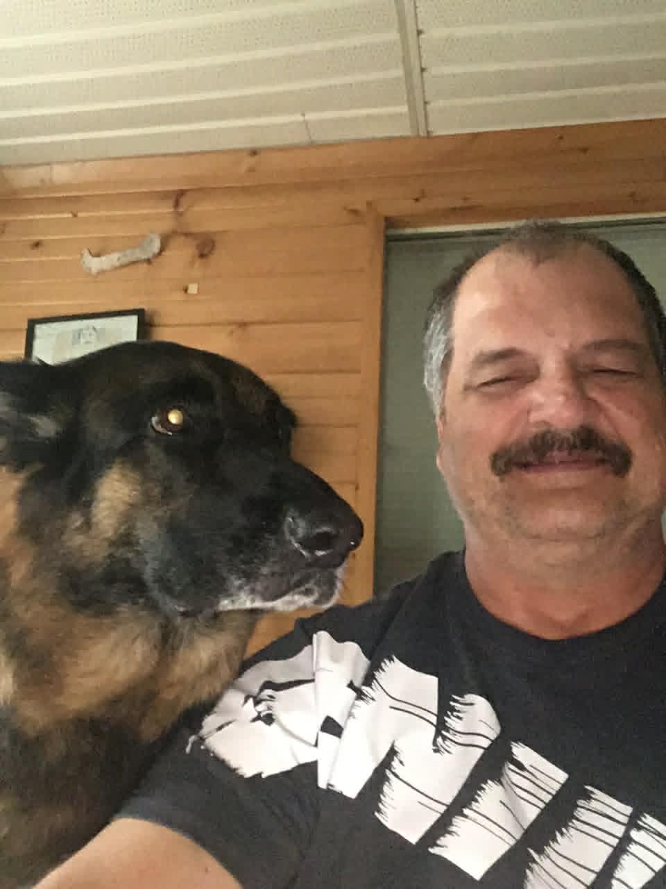 Chris with his German Shepherd