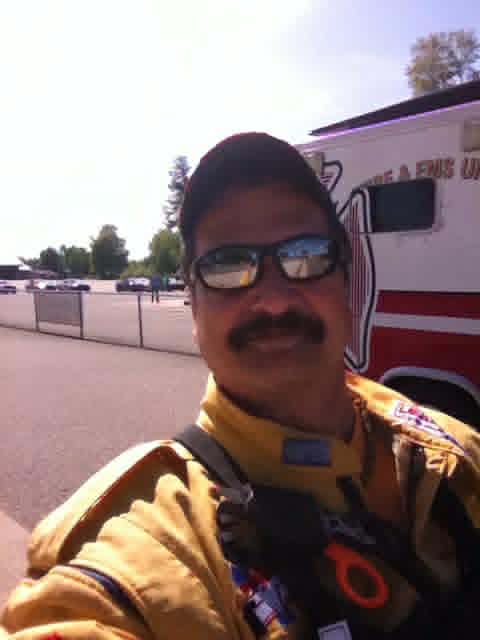 Chris in his racing suit